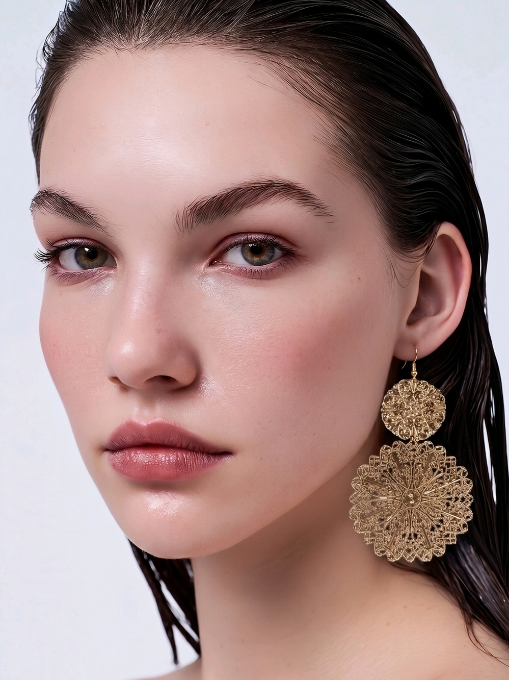 NWT Nadine West Gold Mandala Art Earrings ~4"